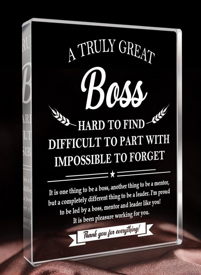 Gifzy Boss Gifts for Men Women, Appreciation Thank You Gifts for Boss Day Leaving Retirement Birthday Christmas, Decoration Square Acrylic Sign Plaque Presents - Image 1
